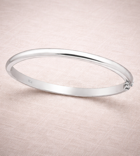 925 Sterling Silver "Modern Heirloom" Classic Oval  Bangle Bracelet