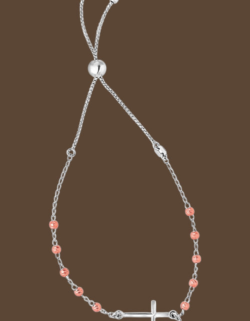 Load image into Gallery viewer, Sterling Silver Two-Tone Adjustable Cross Bracelet
