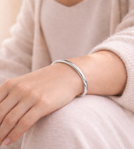 925 Sterling Silver “Essential Classic” Round Bangle – Polished 7mm Bracelet