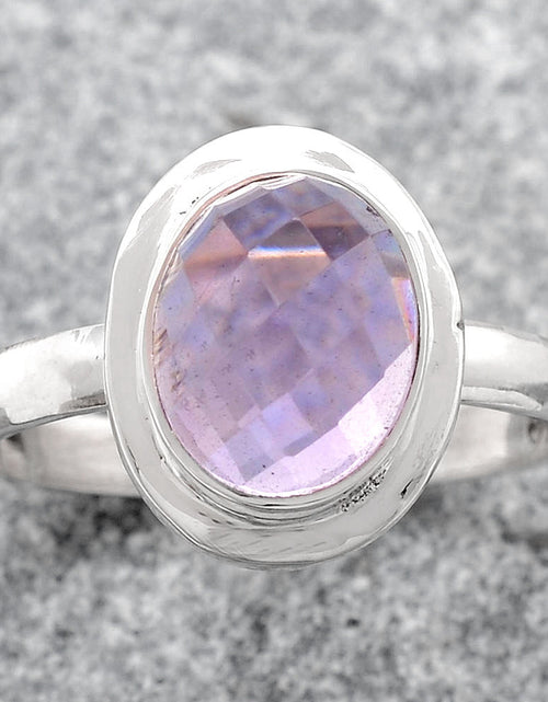Load image into Gallery viewer, Natural Amethyst Brazil Ring 925 Sterling Silver Size 7 – 8x10mm Faceted Gemstone
