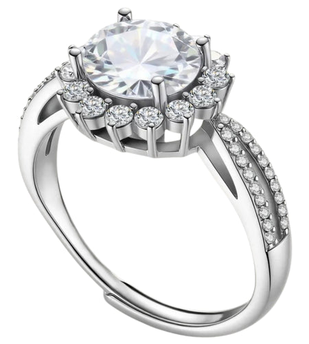 Simply Savvy Stellar Halo Moissanite Ring