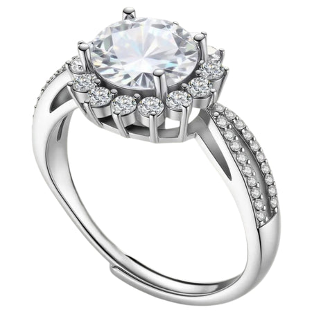 Simply Savvy Stellar Halo Moissanite Ring