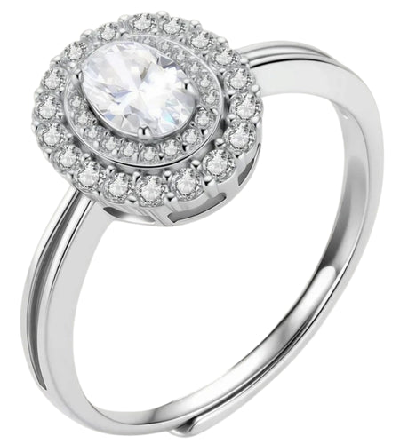 Simply Savvy Double Halo Promise Moissanite Ring