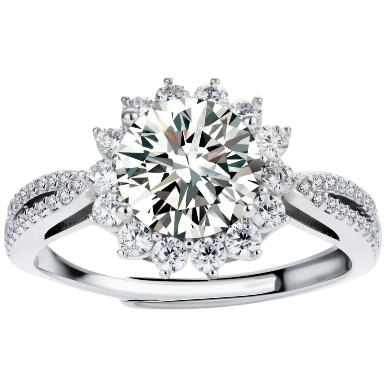 Simply Savvy Stellar Halo Moissanite Ring