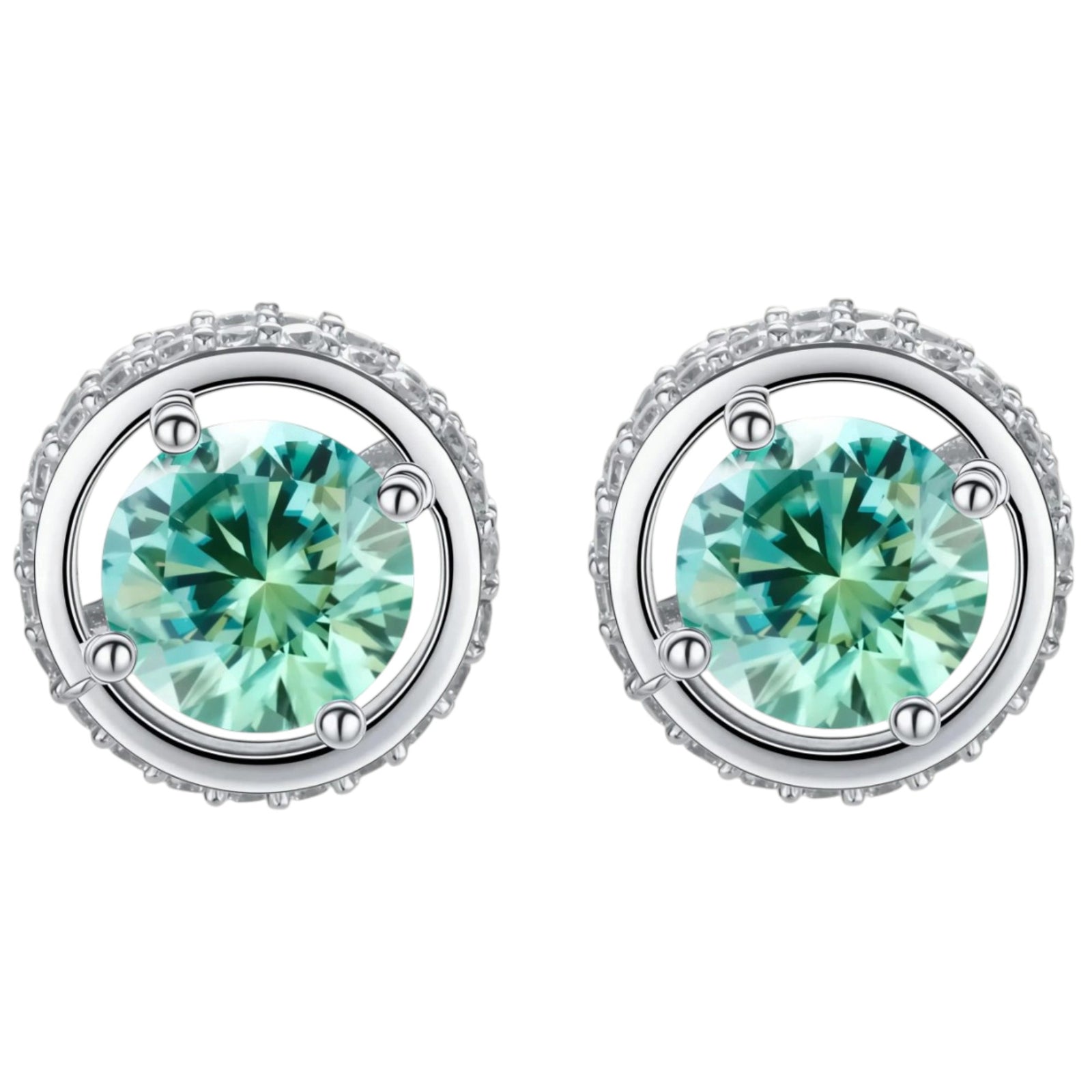 Simply Savvy Emerald Spark Halo Studs