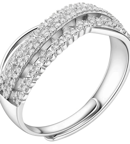 Moissanite Infinity Crossover Ring in 925 Sterling Silver