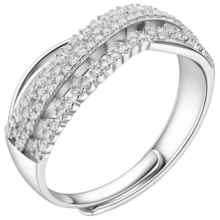 Moissanite Infinity Crossover Ring in 925 Sterling Silver