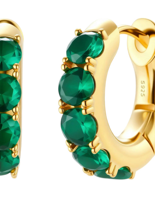 Load image into Gallery viewer, Simply Savvy Emerald Huggie Hoops
