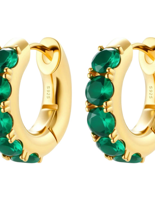 Load image into Gallery viewer, Simply Savvy Emerald Huggie Hoops
