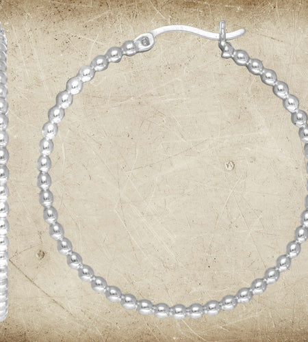 Sterling Silver Beaded Hoop Earrings