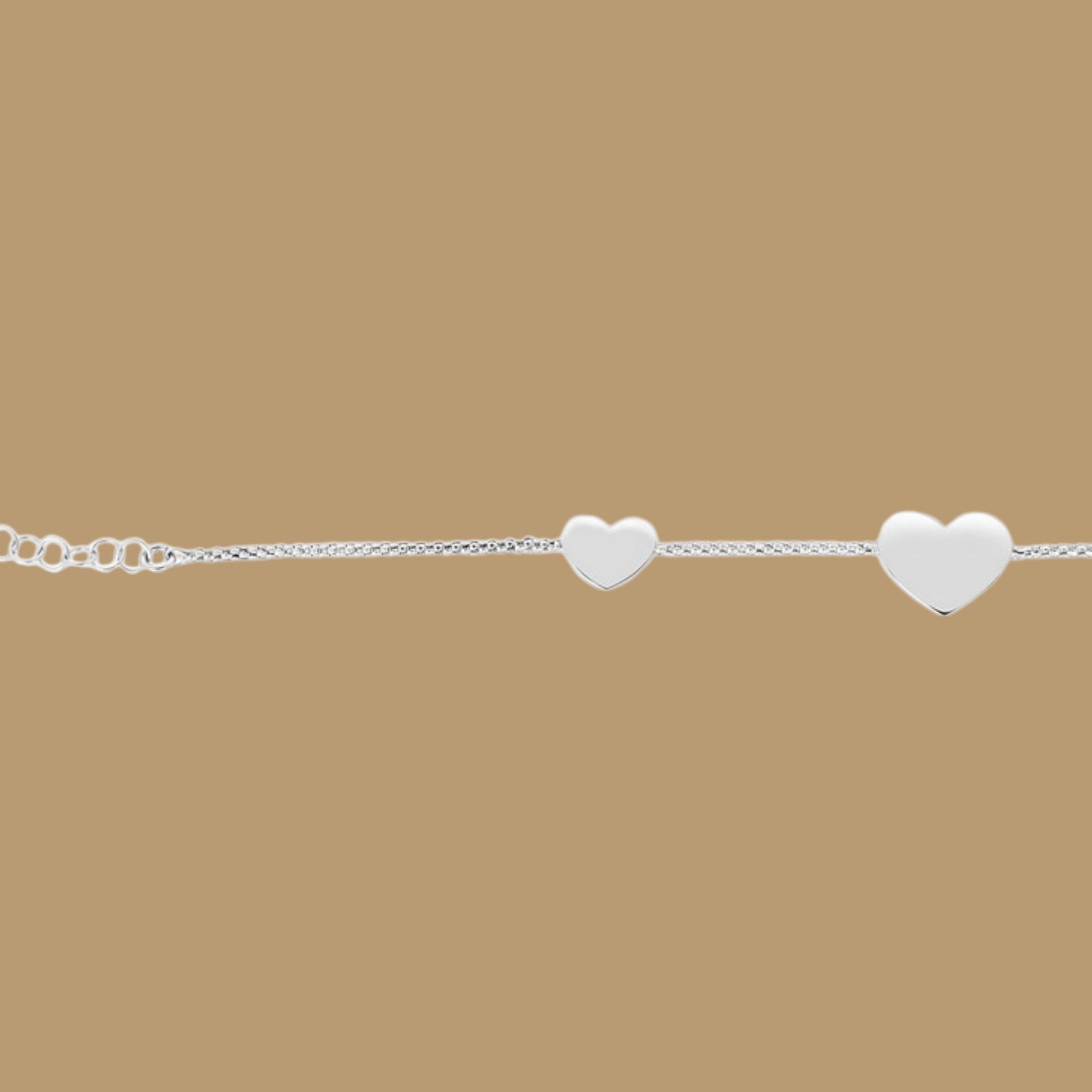 Sterling Silver Hearts Station Bracelet