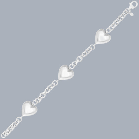Sterling Silver Triple Heart Bracelet