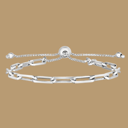 Sterling Silver Adjustable Paperclip Link Bracelet