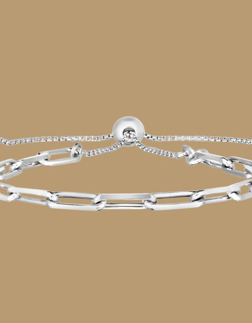 Load image into Gallery viewer, Sterling Silver Adjustable Paperclip Link Bracelet
