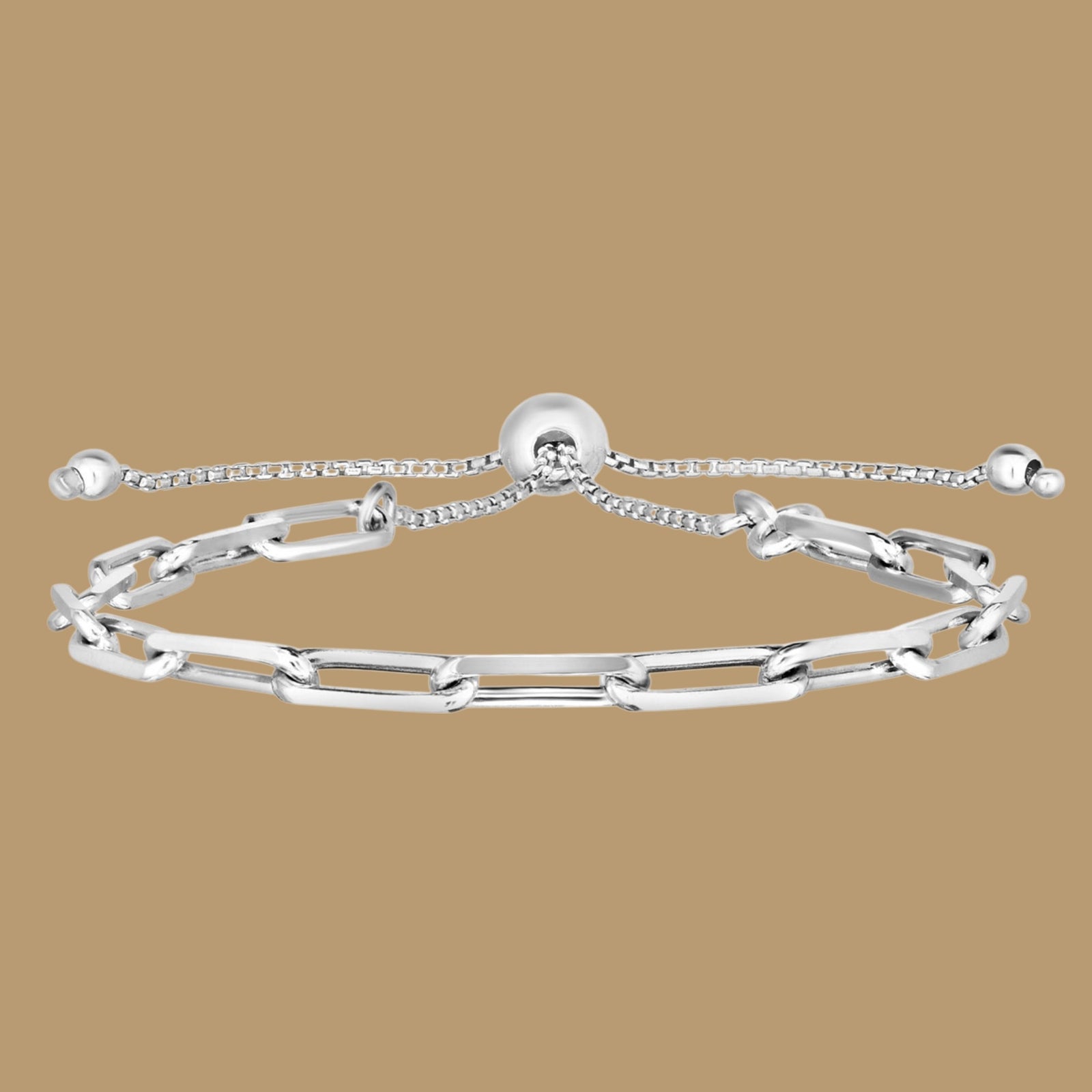 Sterling Silver Adjustable Paperclip Link Bracelet