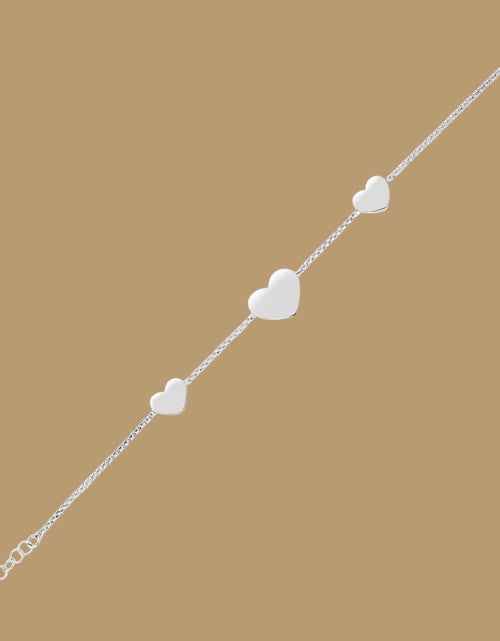 Load image into Gallery viewer, Sterling Silver Hearts Station Bracelet
