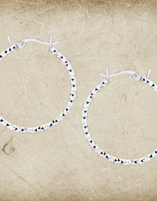 Load image into Gallery viewer, Sterling Silver Faceted Hoop Earrings

