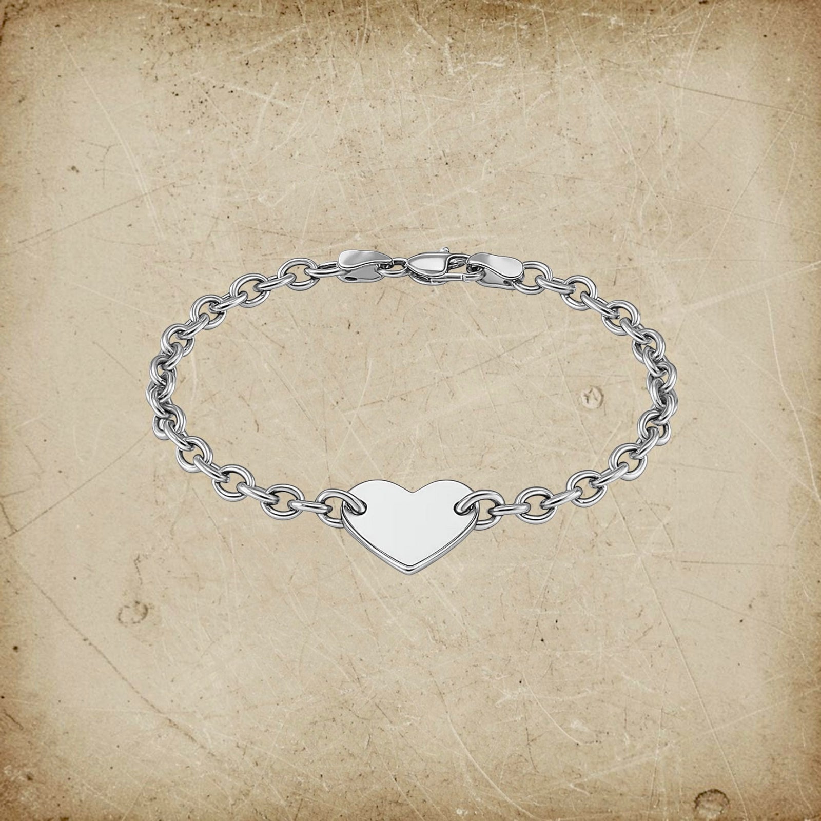Sterling Silver Heart Station Bracelet
