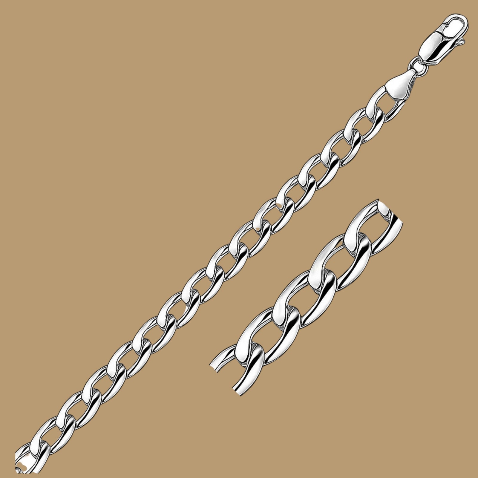 Sterling Silver 7.2mm Curb Link Bracelet
