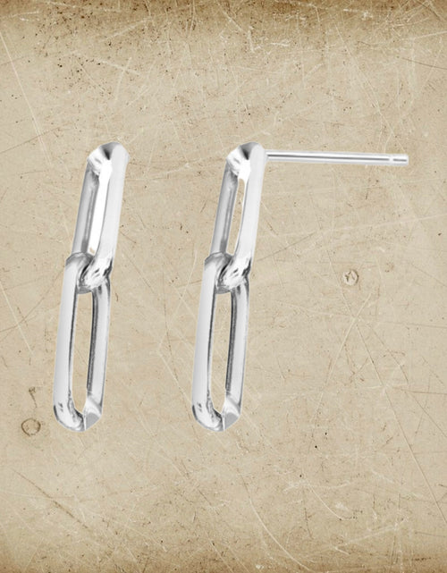 Load image into Gallery viewer, Sterling Silver Paperclip Link Dangle Earrings
