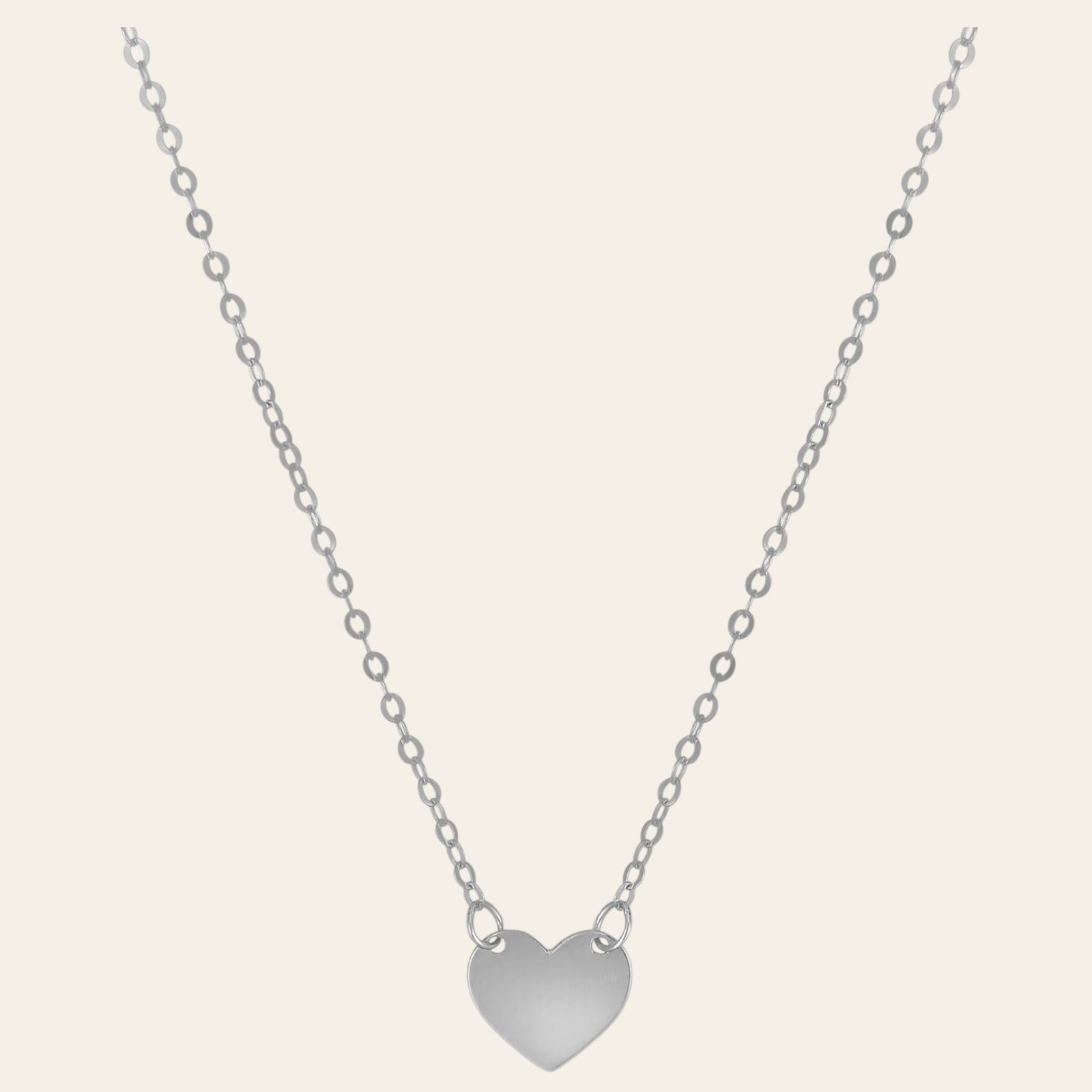 14K White Gold Polished Mini Heart Necklace 18 Inch