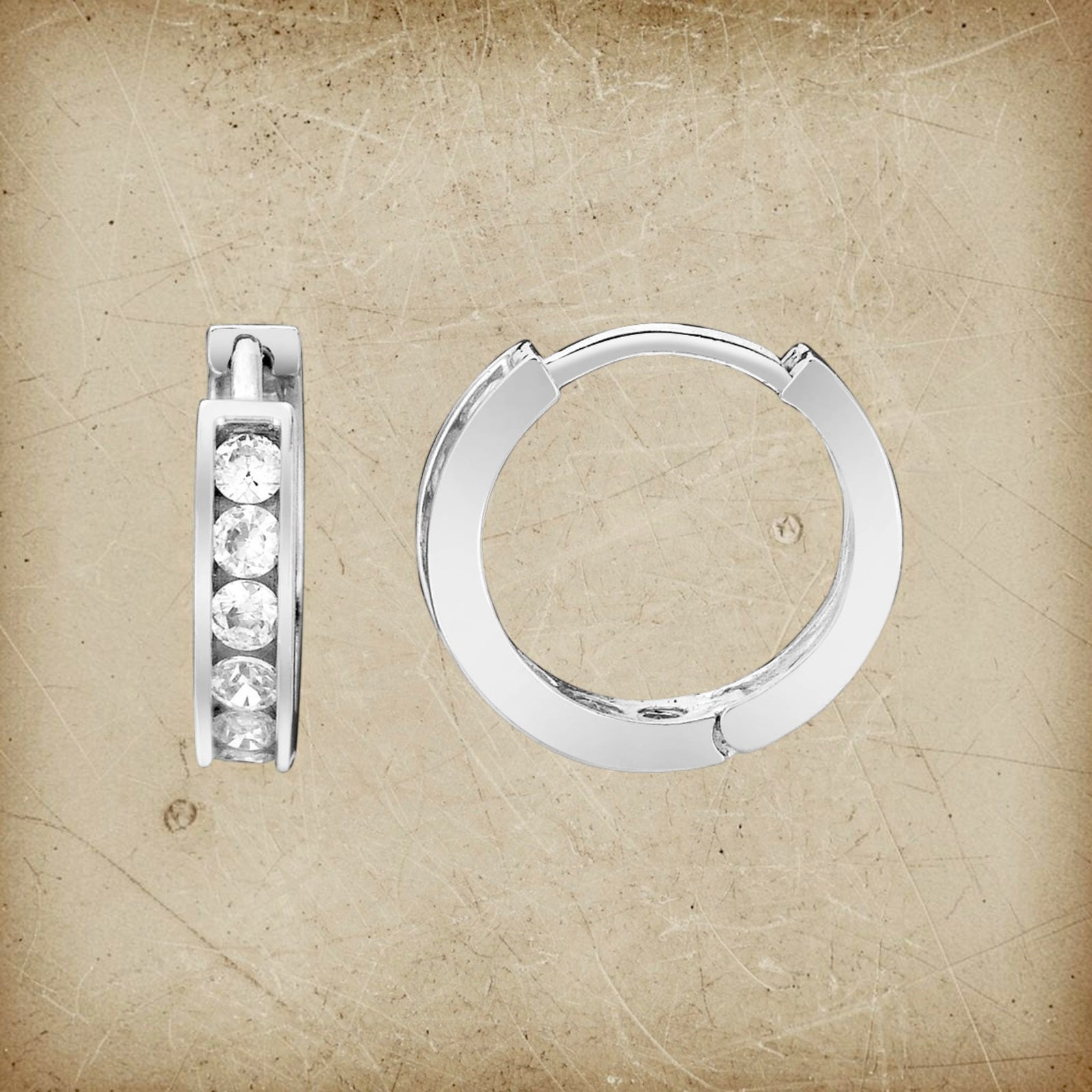 Sterling Silver Petite CZ Hoop Earrings
