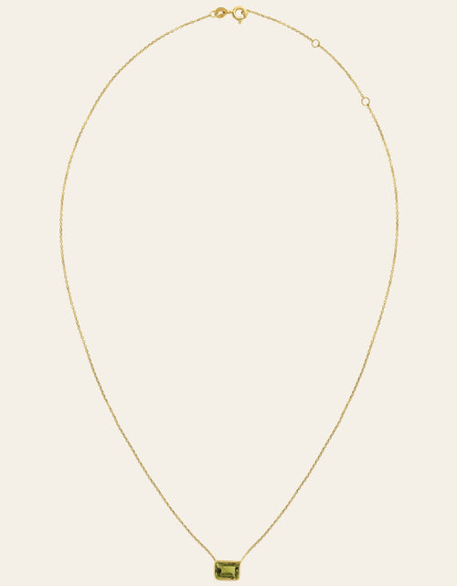 Load image into Gallery viewer, 14K Yellow Gold Emerald-Cut Peridot Necklace 18 Inch

