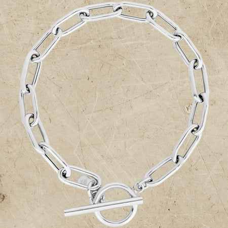 Sterling Silver Paperclip Toggle Bracelet
