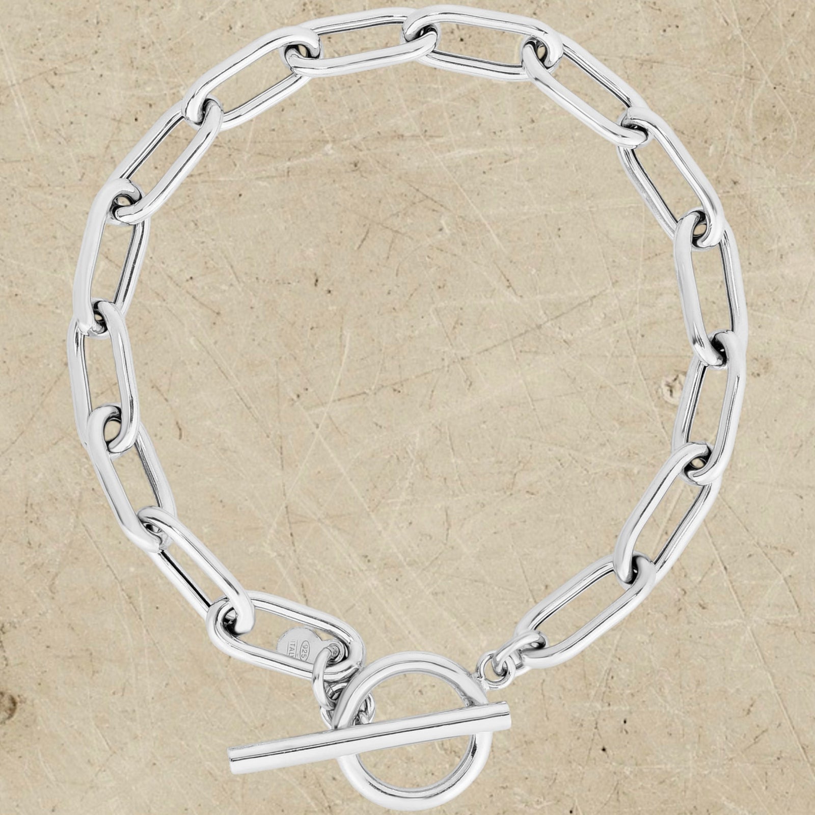 Sterling Silver Paperclip Toggle Bracelet