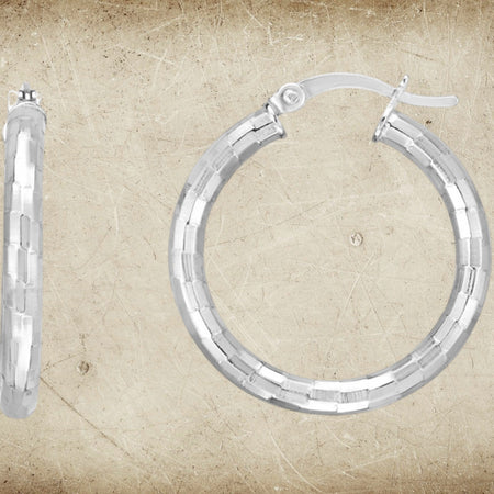 Sterling Silver Hammered Hoop Earrings