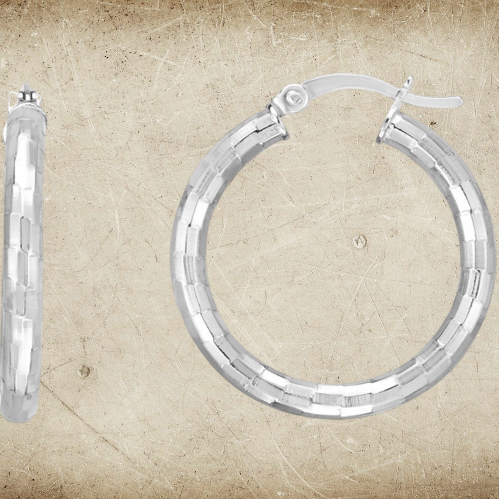 Sterling Silver Hammered Hoop Earrings