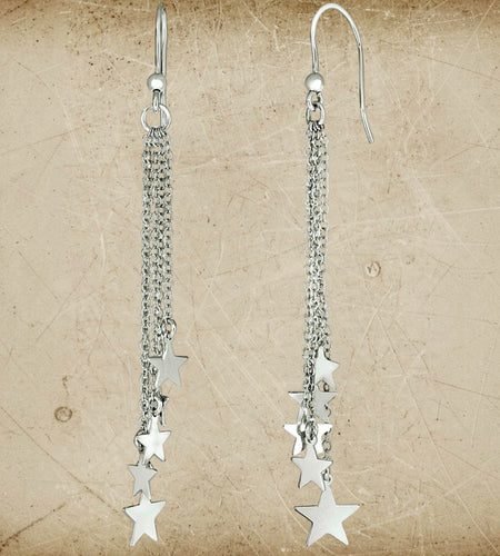 Sterling Silver Star Tassel Earrings