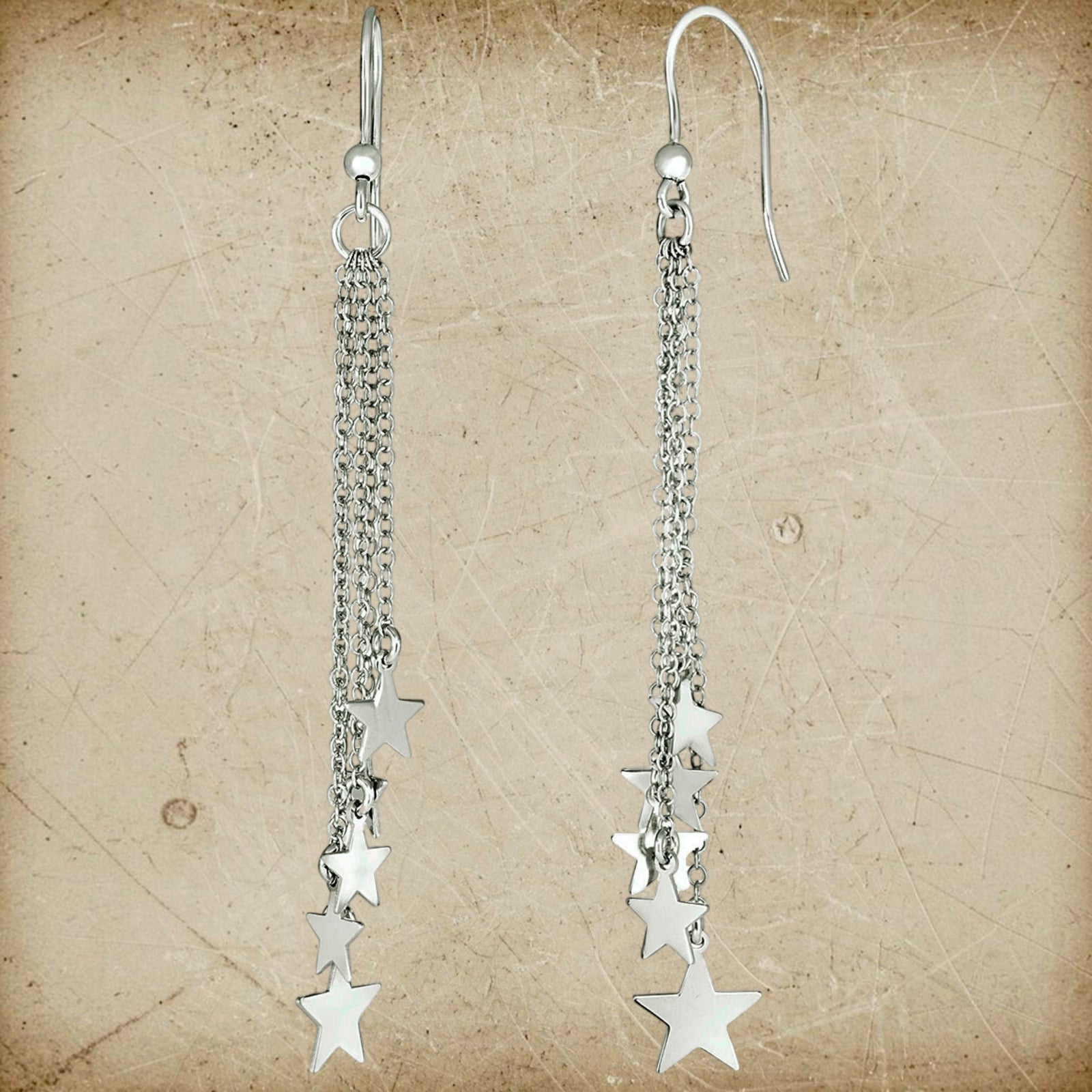 Sterling Silver Star Tassel Earrings