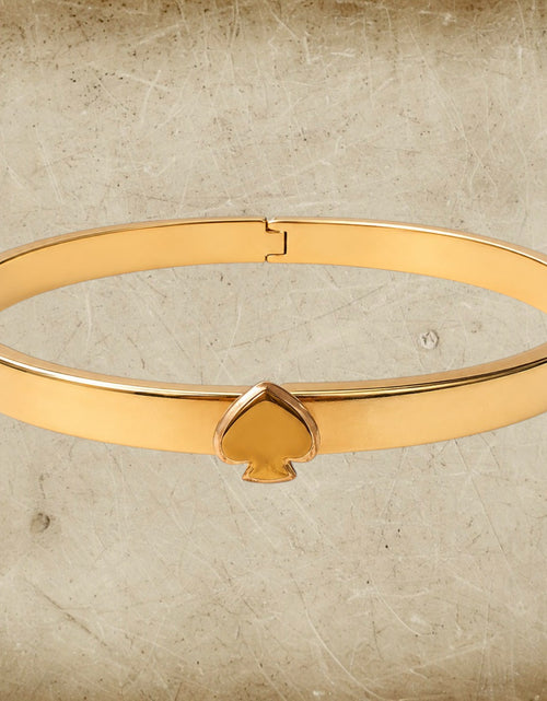 Load image into Gallery viewer, Kate Spade New York “Heritage Spade” Rose Gold Spade Hinged Bangle Bracelet
