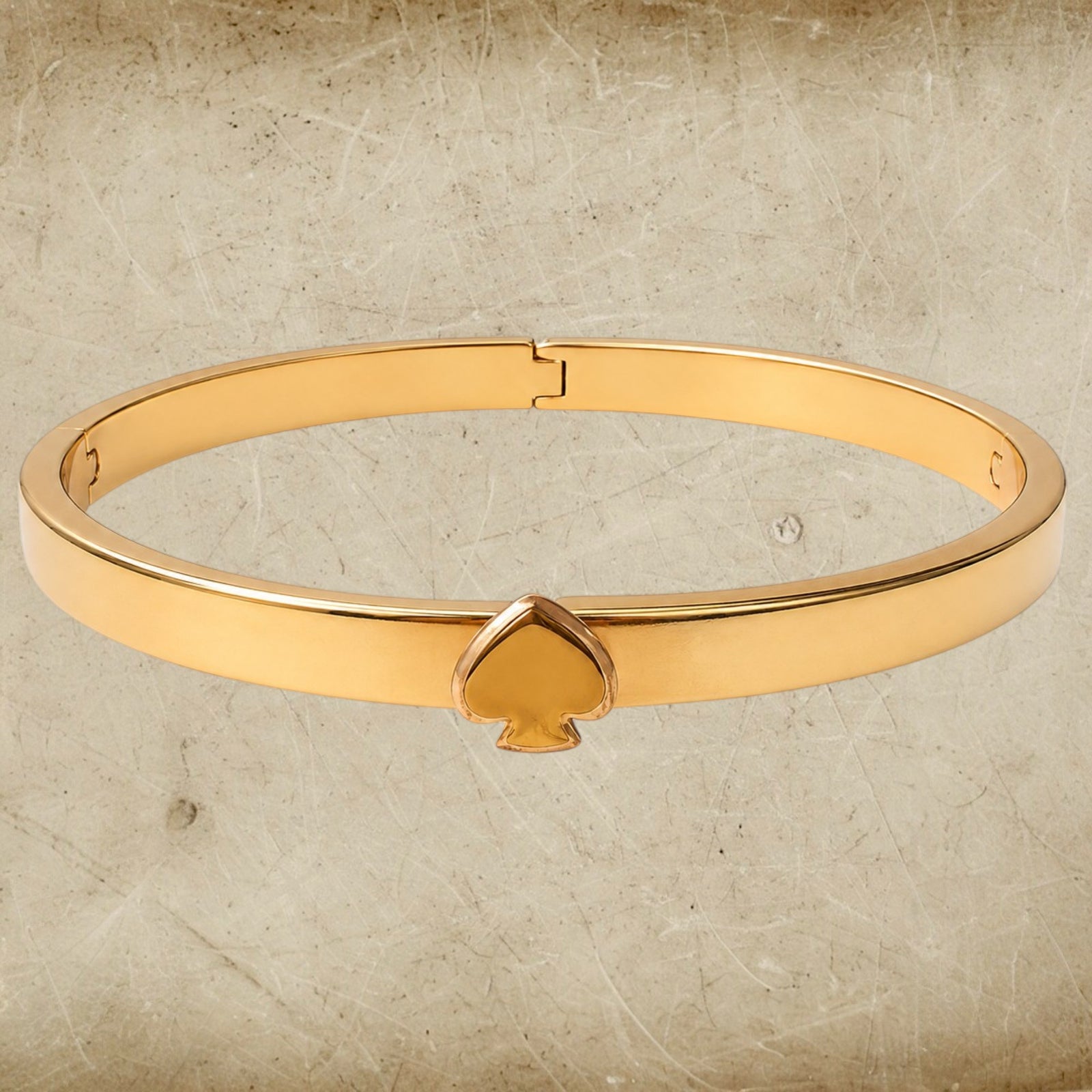 Kate Spade New York “Heritage Spade” Rose Gold Spade Hinged Bangle Bracelet