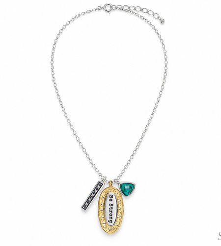 Pre-owned Silpada"Be Strong" SS Turquoise Pendant Adjustable Chain Necklace (N3183)