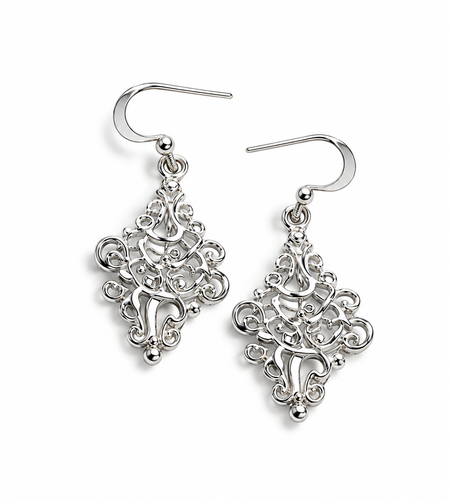 925 Sterling Silver Vintage Filigree Drop Earrings