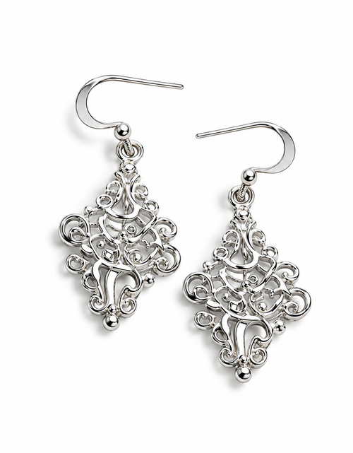 Load image into Gallery viewer, 925 Sterling Silver Vintage Filigree Drop Earrings
