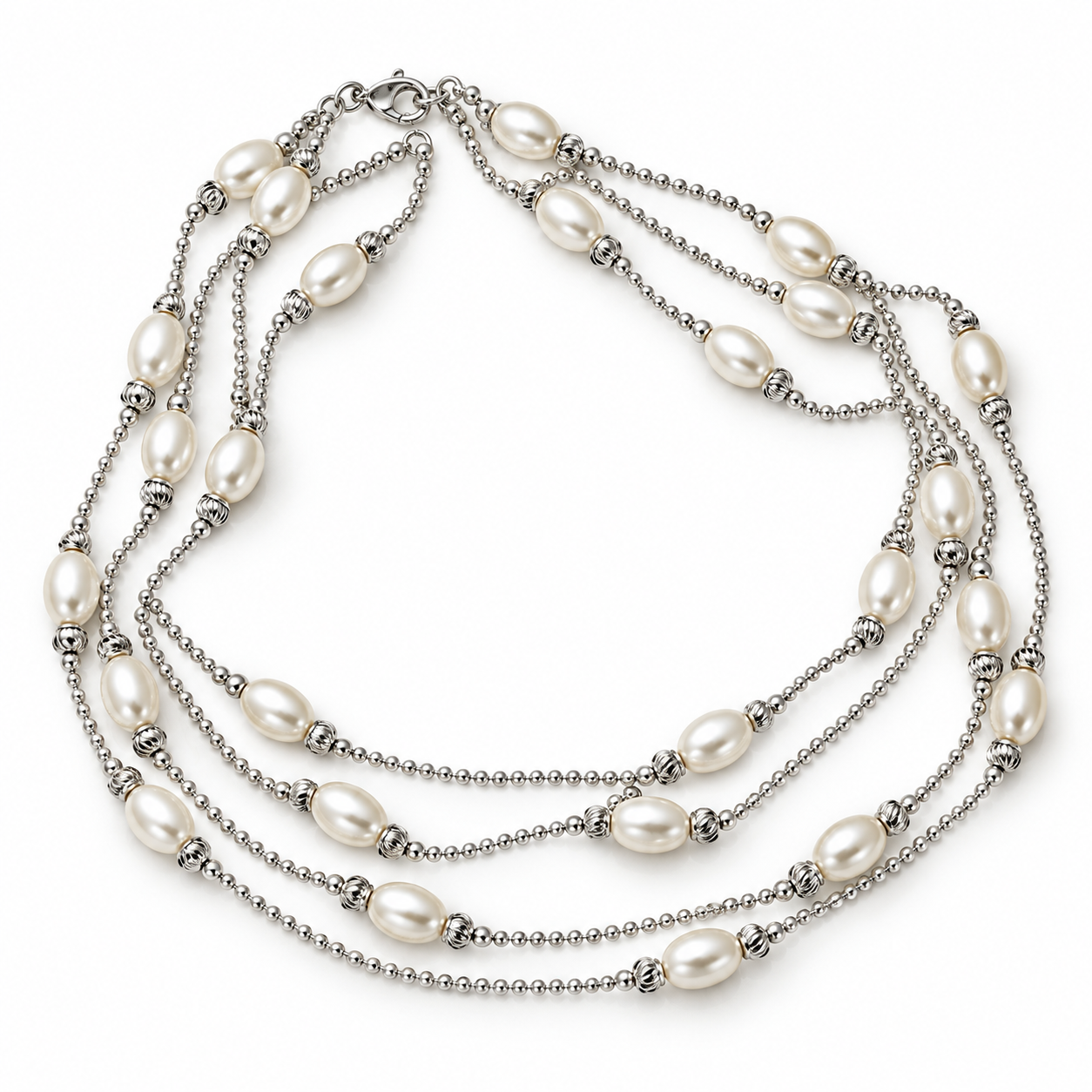 Pre-Owned Silpada's SS Bella Bead Oval Ball Necklace - Retired Design