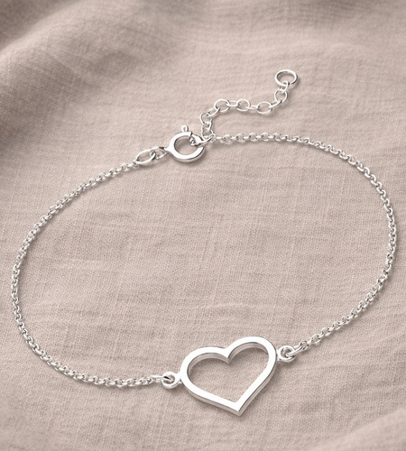 925 Sterling Silver "Open Heart Whisperer"Chain Bracelet – Minimalist Adj Bracelet