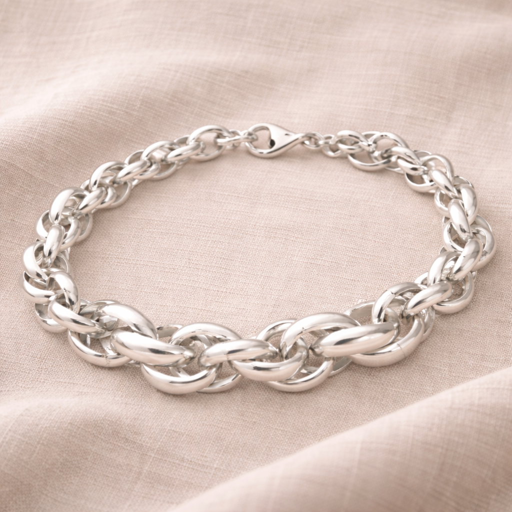 925 Sterling Silver “Luxe Interlock Chain” Link Bracelet – Bold Chain