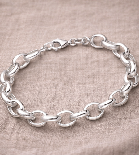 925 Sterling Silver Open Link Chain Bracelet – "Modern Loop Link"