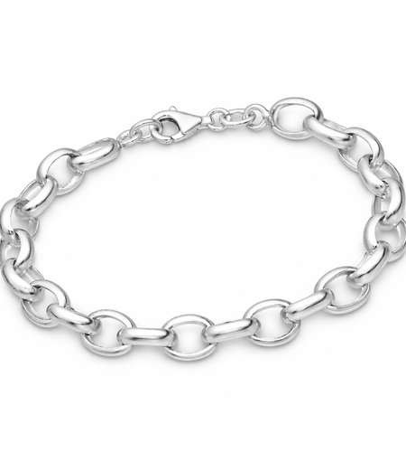 925 Sterling Silver Open Link Chain Bracelet – "Modern Loop Link"