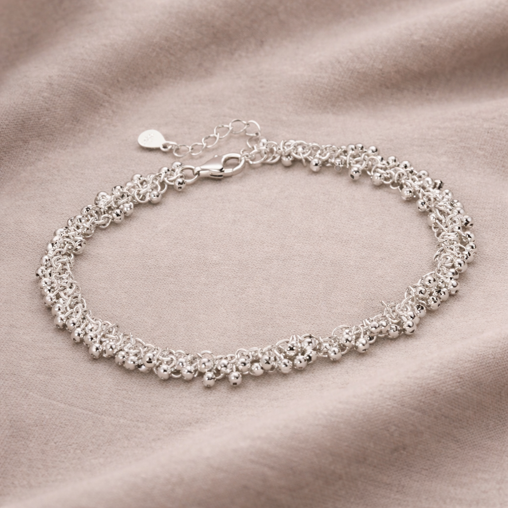 925 Sterling “Silver Cascade” Bracelet – Textured Statement Chain