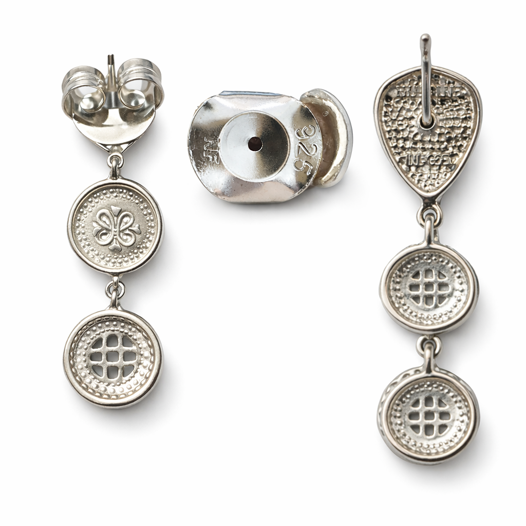 Sterling Silver Blue Corundum Drop Earrings – Hammered Rhodium Finish | Stormy Nights Collection