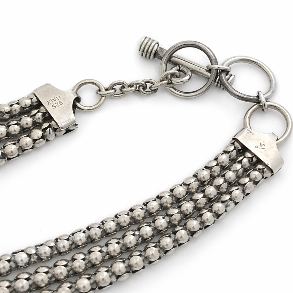 Pre-Owned Silpada Sterling Silver 3-Strand Popcorn Necklace - Retired Design