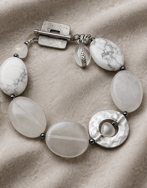 Load image into Gallery viewer, Pre-Owned Silpada White Howlite Sterling Silver Bracelet - Retired Design
