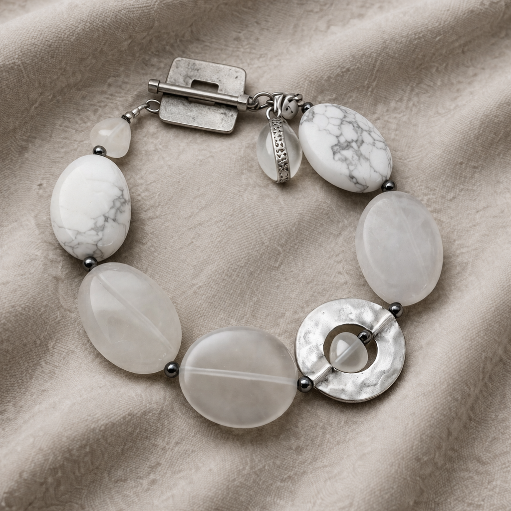Pre-Owned Silpada White Howlite Sterling Silver Bracelet - Retired Design