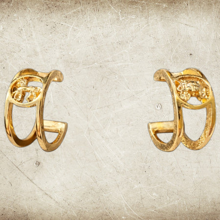 Coach Gold Logo Huggie Earrings – Signature C Design