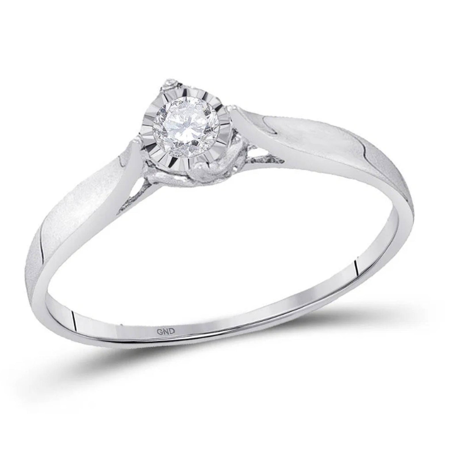 Simply Savvy 10K White Gold Diamond Solitaire Promise Ring | 1/12 CTW Round Diamond
